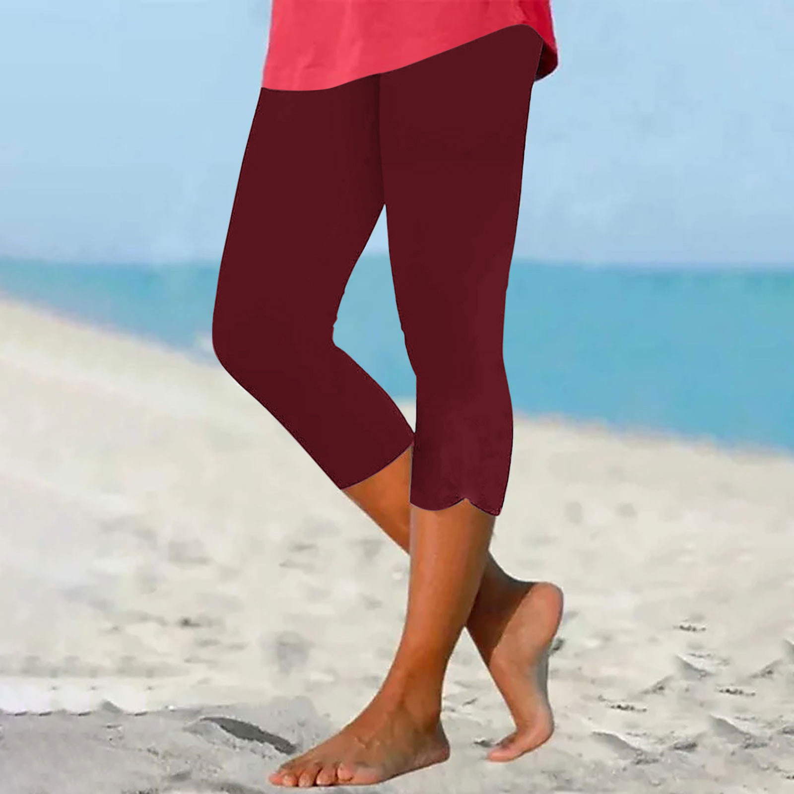 thumbnail image 2 of Leggings cortos de cintura alta para mujer: transpirables, realzan los glúteos, pantalones deportivos informales, 2 of 6